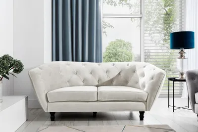 Productafbeelding van Bank Designersofa CHARLOTTE, 2-zits, bekleed met mat velours, kleur beige