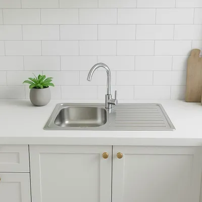 Produktbild von FAIZEE HOME Classic Einbauspüle Edelstahl 86 x 43 cm mit Armatur