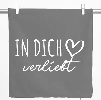 Produktbild von Huuraa Kissenbezug In dich verliebt 40x40cm Steel Grey Baumwolle Dekokissenbezug Geschenkidee