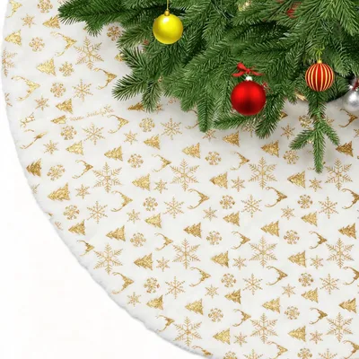 Weihnachtsbaumrock, Plüsch, goldene Sterne, Ø 122 cm