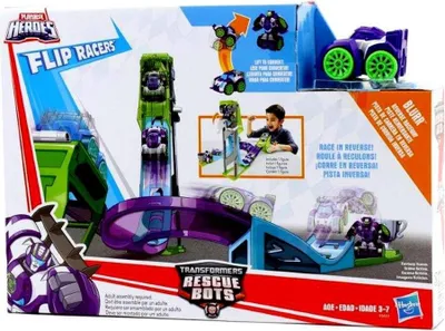 Produktbild von Playskool Transformers Rennspielzeug, Auto-Roboter-Transformation, Flip Racebaan & Raketenwerfer