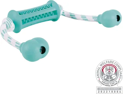 Produktbild von TRIXIE Denta Fun Stick mit Seil, Minzgeschm., Naturgummi, 9 cm / 37 cm