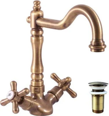 Obrázok produktu pre RAV - Vodovodné batérie umývadlová s výpustom click-clack MORAVA STARÁ MOSADZ, Farba: stará mosadz, Rozmer: 1/2 '' MK121.5 / 8SM