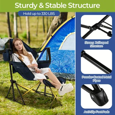 Obrázok produktu pre Kempingová stolička - Skladacia stolička - Turistická stolička - Rybárska stolička - Plážová stolička - Stolička s nastaviteľnou opierkou