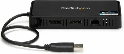 Produktbild von StarTech.com USB-A Mini Dockingstation Dual DisplayPort 4K 60Hz + GbE