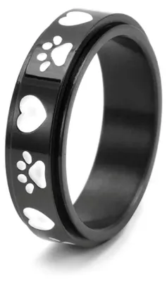 Produktbild von Anti Stress Fidget Ring Pfoten Herz Anxiety Ring US 12 Schwarz