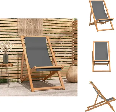 Immagine prodotto di vidaXL Sedia da spiaggia pieghevole in legno massiccio Teak Grigio - Sedie da giardino