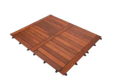 Produktbild von GUMI Holz Terrassendielen Terrassenfliesen Balkonfliesen Klickfliesen Thermoesche 1 m² – Modulares Klicksystem für Balkon und Terrasse | Leiter