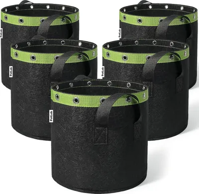 Produktbild von 11L Stofftopf,5 Stück 11L Pflanzsack, Vliesstoff Pflanztasche mit Griffe für Tomaten,Kartoffeln,Erdbeeren
