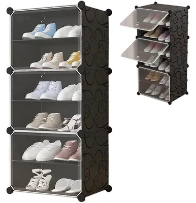 Produktbild von Modulares Schuhregal mit 6 Ablagen und transparenten Türen