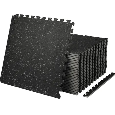 Produktbild von VEVOR EVA-Schaum-Fußmatten, Fitnessstudio-Bodenbelag-Set, 61 x 61 cm, Schwarz, 25-teiliges Rutschfeste Ineinandergreifende Puzzle-Fliesen-Schutzboden Set für den Haushalt, Training, Garage