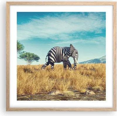 Produktbild von Gerahmtes Poster - Rahmen in heller Eiche - Surreal Elefant Rippen - 50x50 cm - Wand Bild - Wanddeko - Wandbilder - Kunstposter - Wandposter - Bilderrahmen - Bilder - Kunstdruck - P2NAC50x50-4717