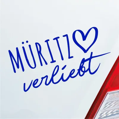 Produktbild von Auto Aufkleber Müritz verliebt Herz See Sea Liebe Car 19x10 cm Dunkelblau Sticker Heckscheibenaufkleber