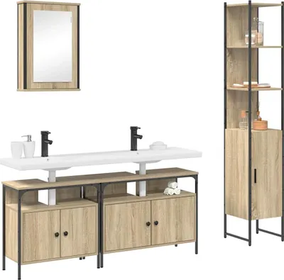 Obrázek produktu pro Sada koupelnového nábytku 4 pcs Sonoma dub kompozitní dřevo