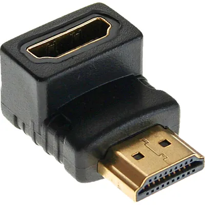 Produktbild von InLine HDMI Adapter, Stecker/Buchse, gewinkelt unten, vergoldete Kontakte, 4K2K, HDMI A female, HDMI, Schwarz