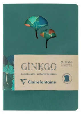 Obrázek produktu pro Ginkgo Notizník, kožená vazba, formát A5, 72 listů, linkovaný
