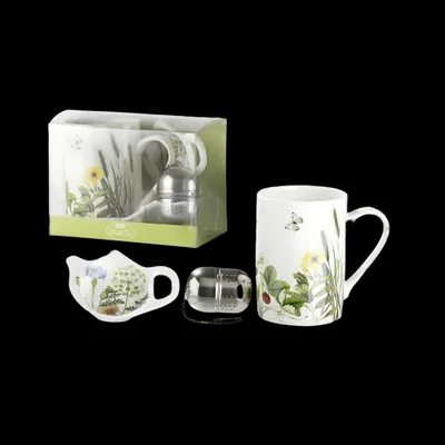 Produktbild von Porzellan-Teeset - Gilde Teeset Wild Flowers 3-tlg. - Porzellan Geschirr Küche Haushalt