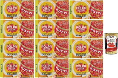 Produktbild von Mutti Polpa di pomodoro datterini Dolce Süßes Datterini-Tomatenmark, Tomatenpulpe Tomaten sauce 100% Italienisch 24x 300gr + Italian Gourmet polpa 400g