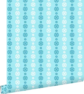 Produktbild von ESTAhome Tapete Spitzemotiv Türkis und Weiß 53 cm x 10.05 m