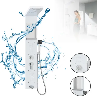 Zdjęcie produktu dla Panel prysznicowy XMTECH 5-funkcyjny zestaw prysznicowy ze stali nierdzewnej z główką prysznicową, deszczownicą, 2 prysznicami masującymi, prysznicem wodospadowym, kompletnym zestawem prysznicowym (szczotkowany)