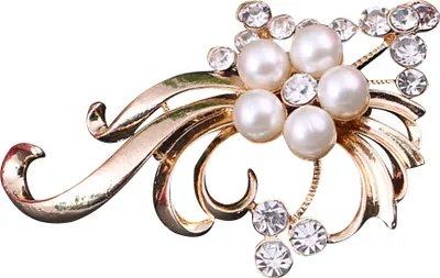Produktbild von Elegante Hochzeit Party Frauen Pfau Faux Perle Strass Intarsien Brosche Pin-Golden