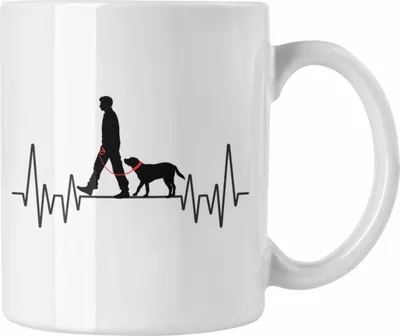 Produktbild von Trendation - Hunde Herzschlag Tasse Geschenk für Hunde-Mama Besitzer Herrchen Hobby Geschenkidee (Weiß)