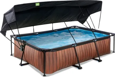 Produktbild von EXIT Wood Pool 300x200x65cm mit Filterpumpe und Sonnensegel - braun