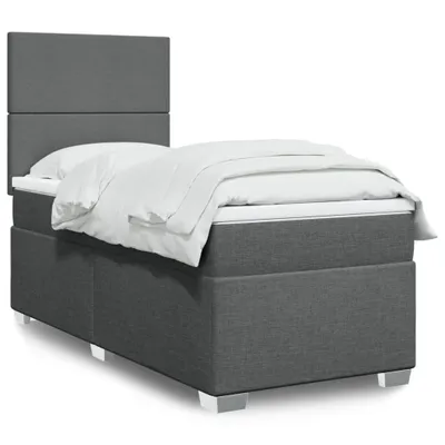Produktbild von Boxspringbett mit Matratze Dunkelgrau 90x190 cm Stoff, Klassische Betten 2024 Neu