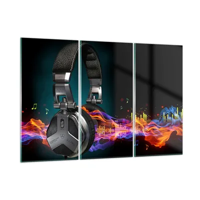 Produktbild von Bilder auf glas - Feuer Audio Kopfhörer - 165x110cm - Glasbilder - Wandbilder - Kunstdruck - zum Aufhängen bereit - Wanddekoration aus Glas - Glas Bilder - Wandbild auf Glas - GCE165x110-2653