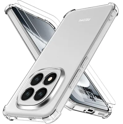 Image de Coque + 2 Verres Trempés pour Xiaomi Redmi Note 15 Pro 4G, Silicone Anti-Rayures Antichoc Transparent