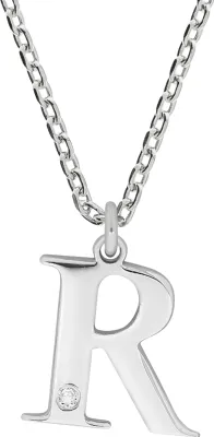 Zdjęcie produktu dla Wisiorek z łańcuszkiem 925/- srebro rodowane 45+3 cm Diament 0.008 ct.