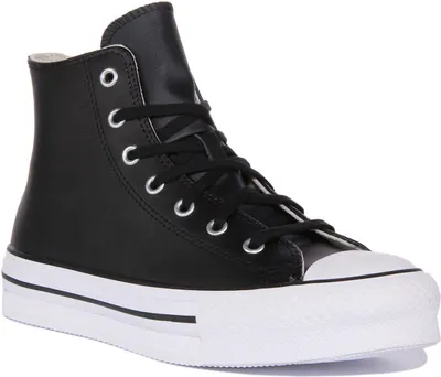 Produktbild von Converse Chuck Taylor All Star EVA Lift Hi Jugend Schnürung Leder Plattform Turnschuhe Schwarz Weiß – undefined / Schwarz-Weiss