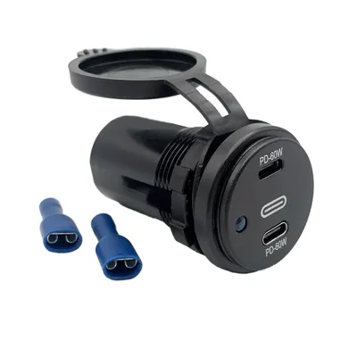 Produktbild von USB Doppelsteckdose | Typ C | 12-24V | 5-20V 60W | Ø29mm