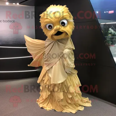 Produktbild von Goldene REDBROKOLY Betta-Fisch Maskottchen kostümfigur bekleidet mit einer Anzughose und Umhängen