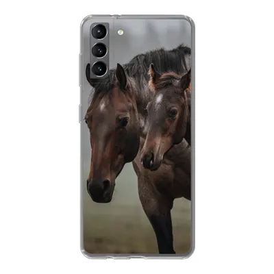 Produktbild von MuchoWow® Handyhülle Schutzhülle Hülle für Samsung Galaxy S21 Plus Pferde - Nebel - Landschaft Silikon Softcase Handy Hülle - Handy-Tasche