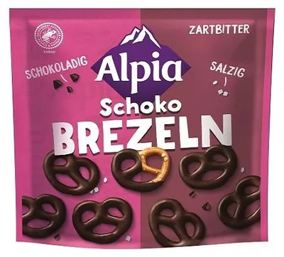 Zdjęcie produktu dla Alpia Chocolate Pretzels Ciemne czekoladowe precle w czekoladzie 140g
