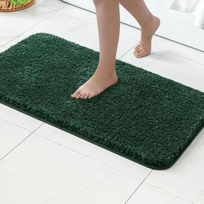 Immagine prodotto di Tappetino da bagno, antiscivolo, verde scuro, 50x80 cm, in microfibra, assorbente