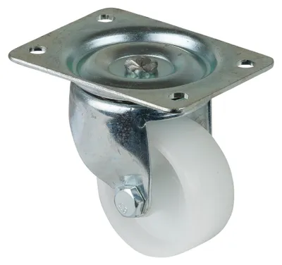 Produktbild von BS Rollen Lenkrolle B10 Durchmesser 58mm Tragfähigkeit 80kg Kunststoffrad weiß Platte 93x70mm - L400.A90.058