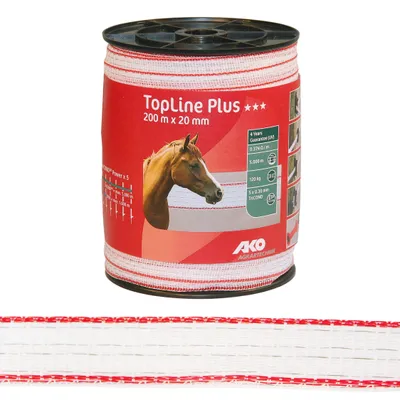Produktbild von Weidezaunband TopLine Plus TriCOND weiß/rot 20 mm, 0,374 Ohm/m, 200 m