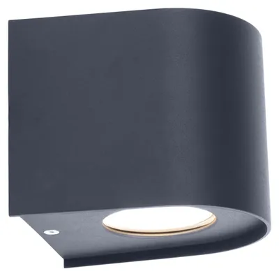 Image de Applique murale extérieure "ALECTO", lampe murale extérieure de style moderne, en métal et en plastique, de couleur noire, hauteur de 10 cm, dimensions 10,5 x 11,7 cm, avec platine LED