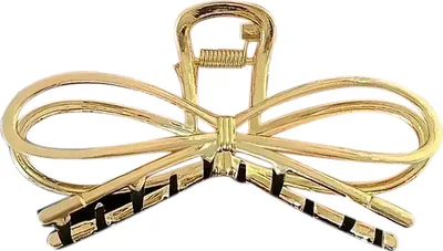 Produktbild von Haarklammer für Damen, hohl, geometrische Form, Schleife, rutschfeste Zähne, Hinterkopf, Haarklammer, Haar-Accessoires, golden