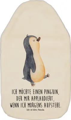 Produktbild von Mr. & Mrs. Panda Wärmflasche Pinguin marschieren - Weiß - Geschenk, Wärmekissen, Wärmeflasche, Bruder, Flauschige, Aufstehen, Familie, Schwester, naturkautschuk, Pinguine