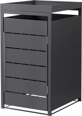Produktbild von ML-Design Mülltonnenbox 1er mit Pflanzdach, Mülltonnenverkleidung für 1 Tonne, 240L, 68x80x124 cm, Anthrazit, aus Stahl, wetterfest, Müllbox mit Tür