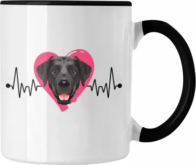 Produktbild von Trendation - Labrador Besitzer Tasse Geschenk Lustiger Spruch Geschenkidee Herzschlag Labrador (Schwarz)