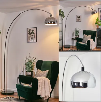 Produktbild von Gavirate Stehlampe Metall in Schwarz/Chrom/Rauch/Weiß im Retro/Vintage-Design