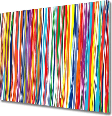 Produktbild von Glas Herdabdeckplatte 60x52 cm Spritzschutz Glasabdeckplatte Schneidebrett Farbige Streifen