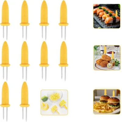 Produktbild von 10 Stahlmaisspiezen - herstellbare Maisspiezen - mit Aufbewahrungsbox ,für Grillen、Backen、Haushalt (6,5 x 1,5 cm)