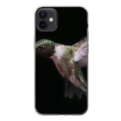 Produktbild von MuchoWow® Handyhülle Schutzhülle Hülle für iPhone 12 mini Rubinkehl-Kolibri auf schwarzem Hintergrund Silikon Softcase Handy Hülle