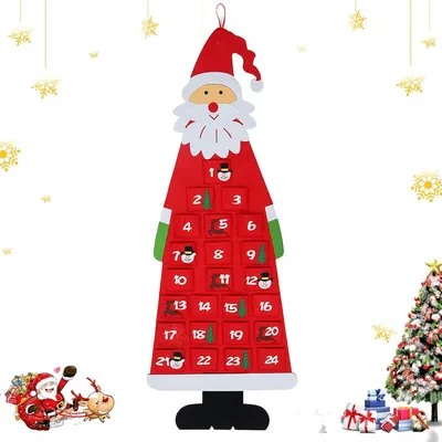 Produktbild von Adventskalender zum Befüllen für Kinder, Adventskalender aus Stoff, Weihnachtskalender mit selbstbefüllendem Weihnachtsmann, Adventskalenderbeutel, Weihnachtskalender aus Stoff zum Befüllen für Kinder