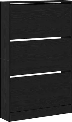 Zdjęcie produktu dla Szafka na buty vidaXL z półką, czarna, imitacja dębu, 80 x 21 x 125,5 cm